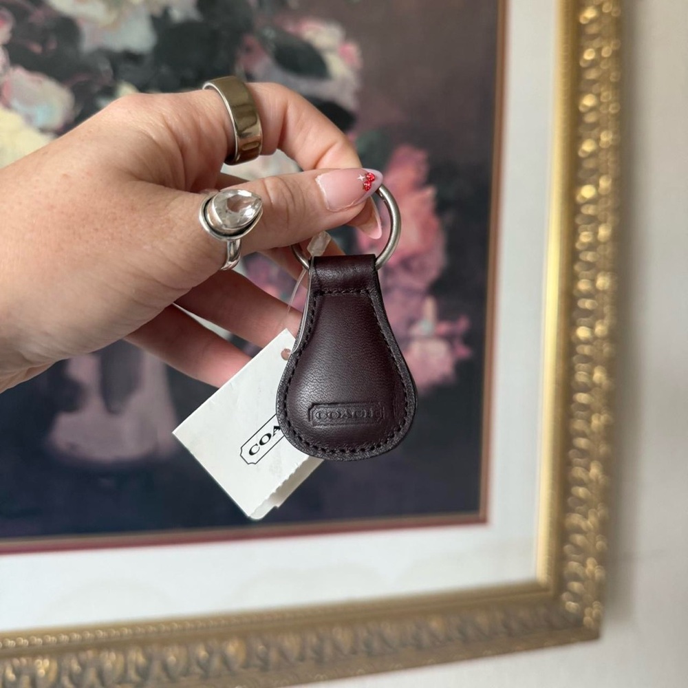 Coach vintage brown leather keychain fob